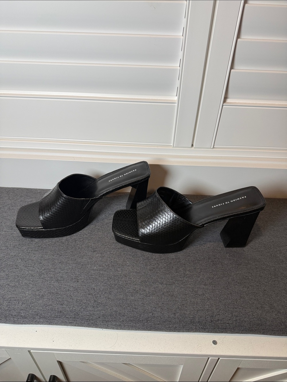 Fashion to Figure Black Textured Platform Mules - Picture 2 of 3